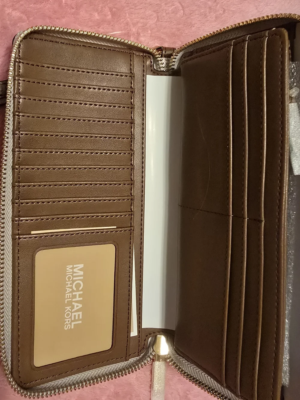 Michael Kors Beige Logo Wristlet Wallet
